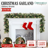 Christabelle 2.7m Christmas Garland with LED Lights Glittery Snow Bristle Tree Decoration Ornament