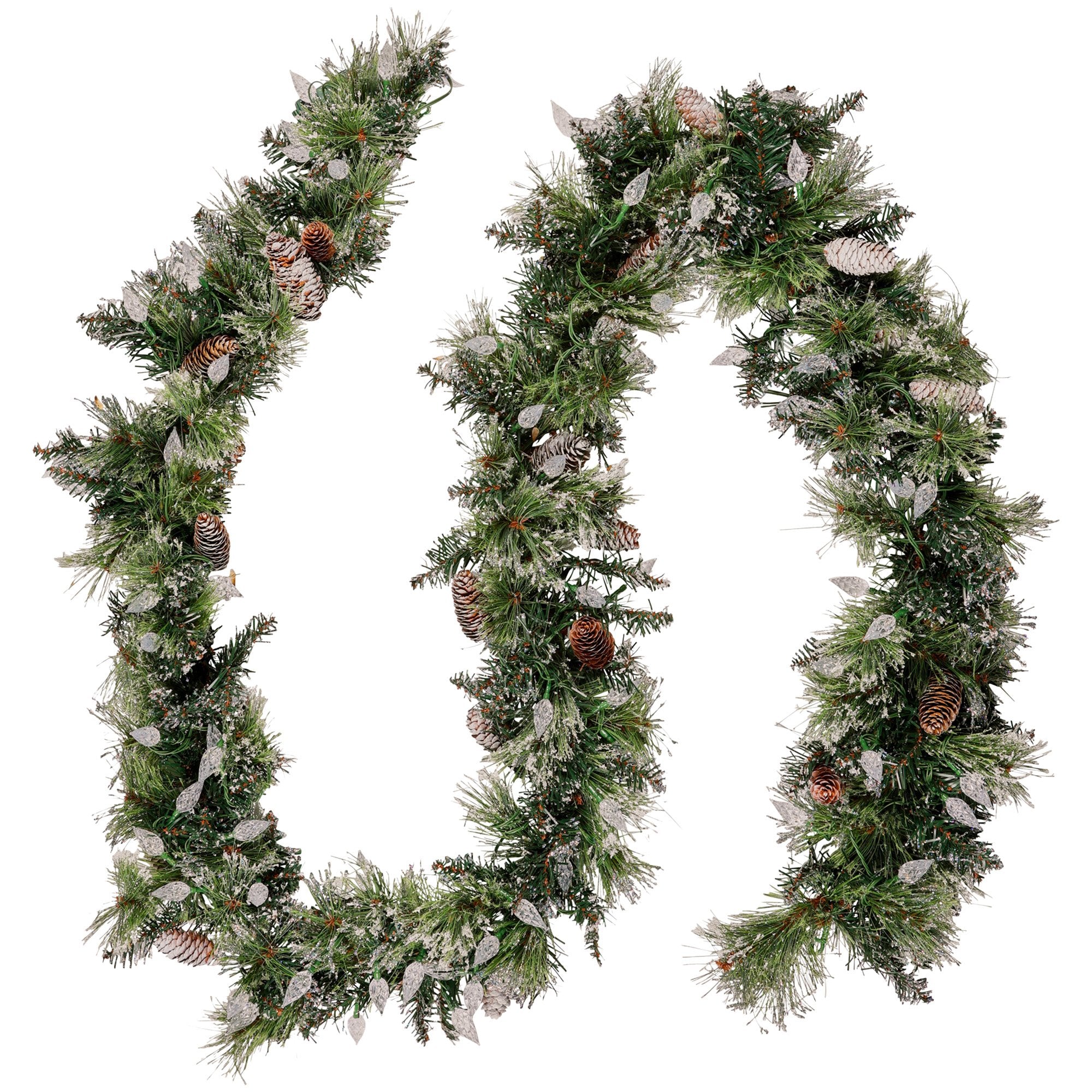 Christabelle 2.7m Christmas Garland with LED Lights Glittery Snow Bristle Tree Decoration Ornament