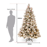 2.3m 229cm Snowy Bedford Christmas Tree 1012 tips 800 LED Lights