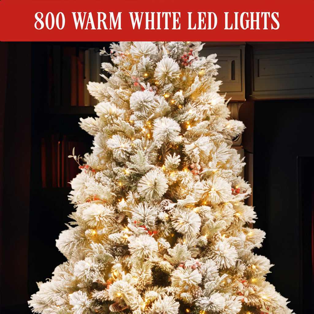 2.3m 229cm Snowy Bedford Christmas Tree 1012 tips 800 LED Lights
