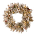 Christabelle 61cm Snowy Christmas Wreath Bedford with LED Lights Front Door Decoration Ornament