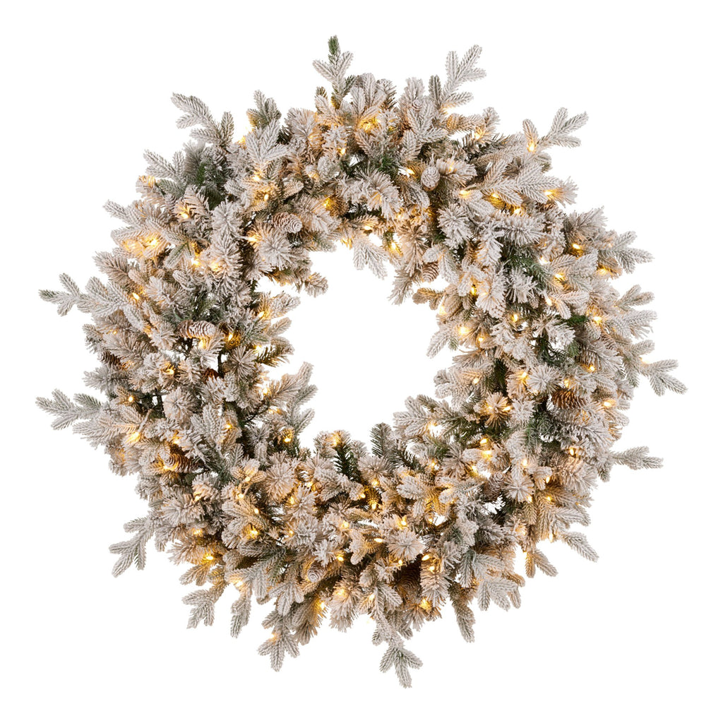 Christabelle Large 1.2m Christmas Wreath Snowy Dorchester with LED Lights Front Door Decoration Ornament