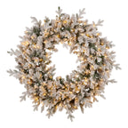 Christabelle Large 1.2m Christmas Wreath Snowy Dorchester with LED Lights Front Door Decoration Ornament