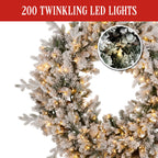 Christabelle Large 1.2m Christmas Wreath Snowy Dorchester with LED Lights Front Door Decoration Ornament