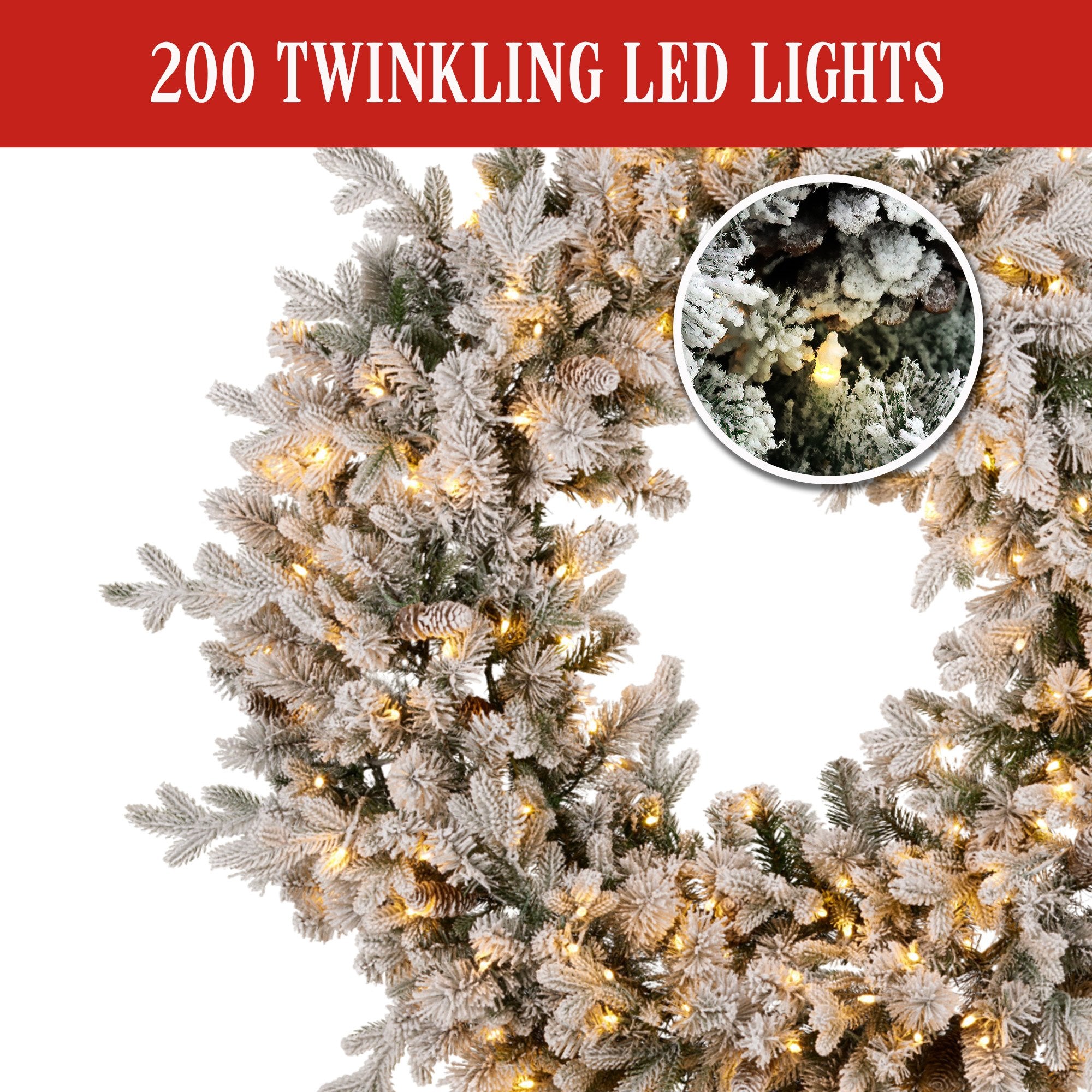 Christabelle Large 1.2m Christmas Wreath Snowy Dorchester with LED Lights Front Door Decoration Ornament