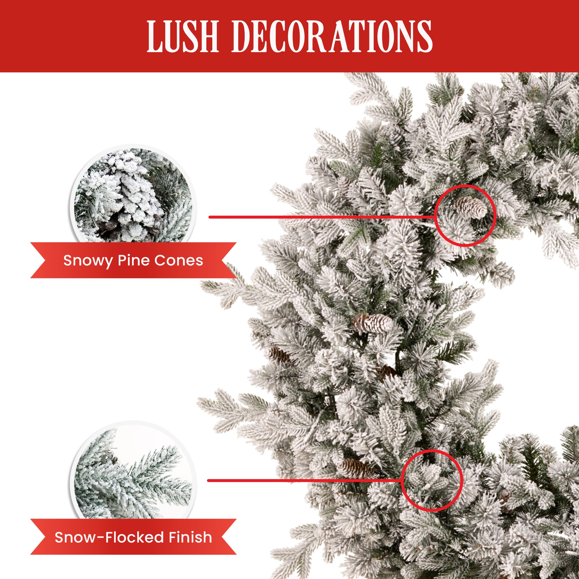 Christabelle Large 1.2m Christmas Wreath Snowy Dorchester with LED Lights Front Door Decoration Ornament
