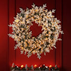 Christabelle Large 1.2m Christmas Wreath Snowy Dorchester with LED Lights Front Door Decoration Ornament