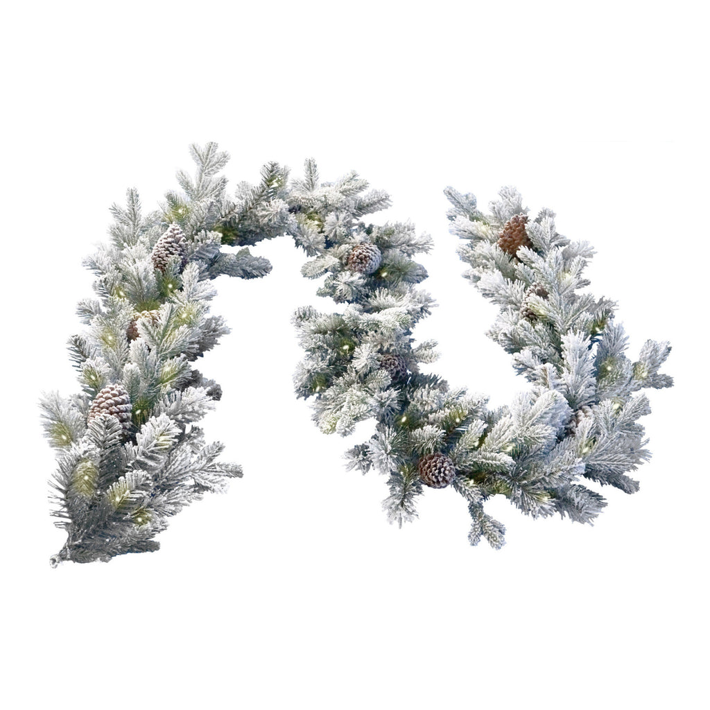Christabelle 2.7m Christmas Garland with Lights Dorchester Snow Tree Decoration Ornament