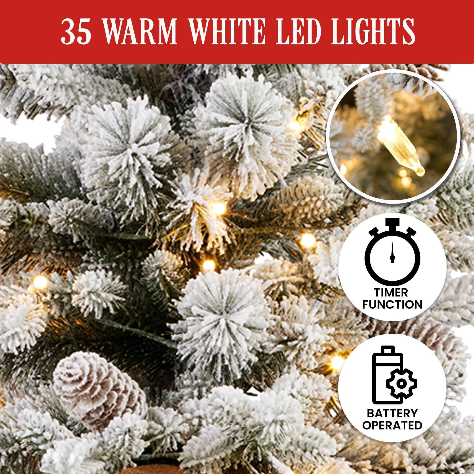 61cm National Tree Company Snowy Dorchester Table top Pre-Lit Christmas Tree
