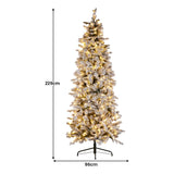 Christabelle Snowy Dorchester Pencil 7.5ft Christmas Tree Pine Cones Twinkling MultiFunctional White LED Lights