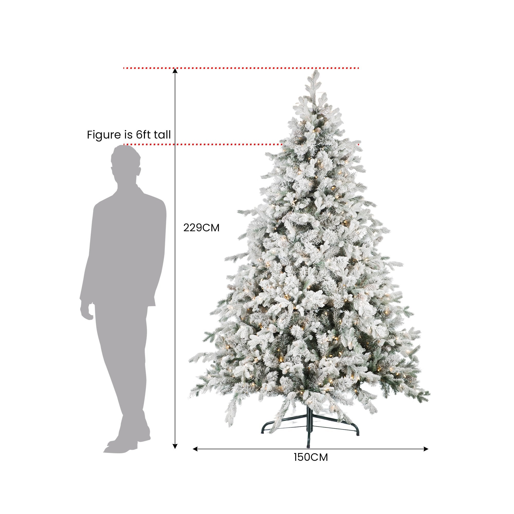 2.3M Christmas Tree with Twinkle Lights- Snowy Dorchester