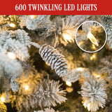 2.3M Christmas Tree with Twinkle Lights- Snowy Dorchester