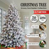 2.7M Christmas Tree with Twinkle Lights- Snowy Dorchester