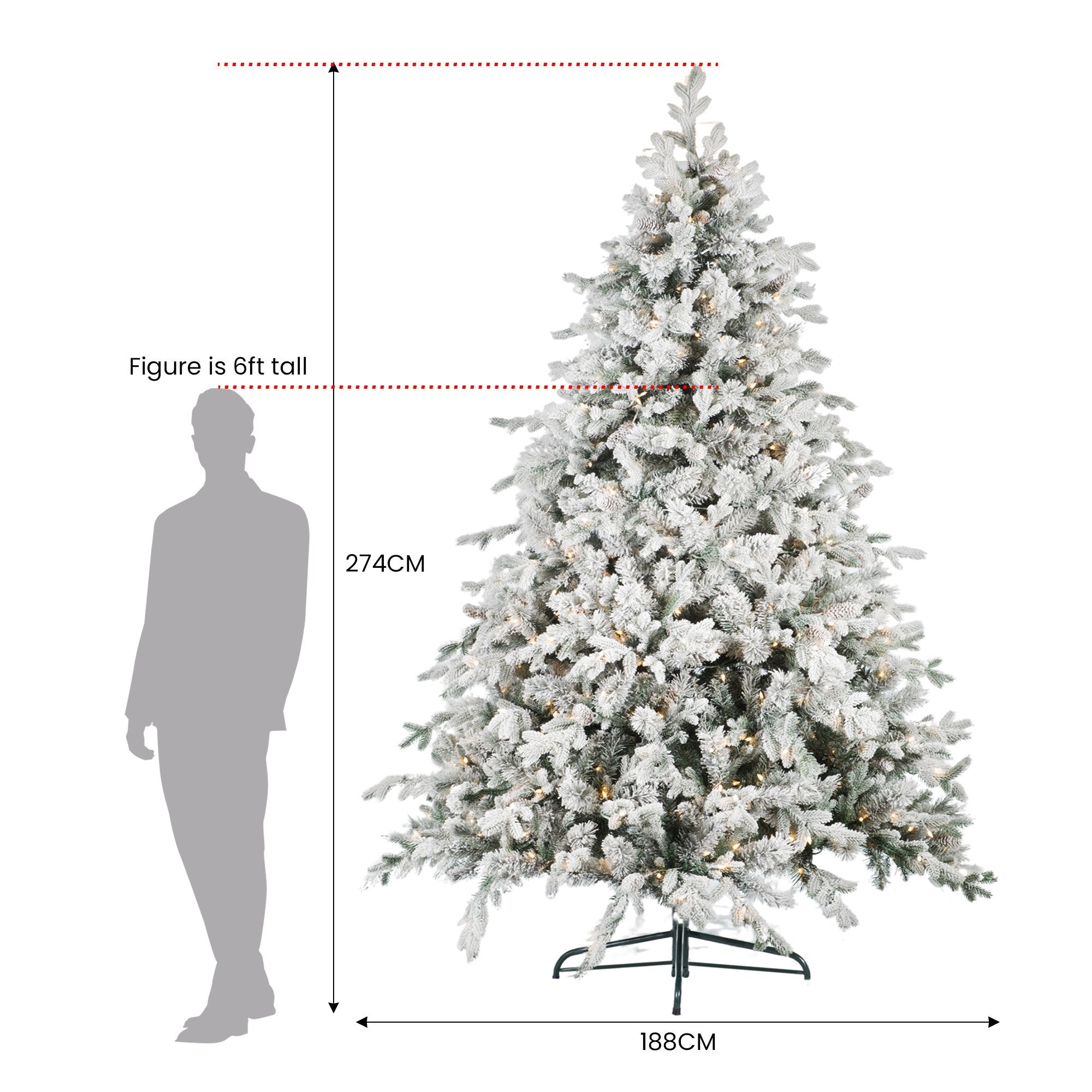 2.7M Christmas Tree with Twinkle Lights- Snowy Dorchester