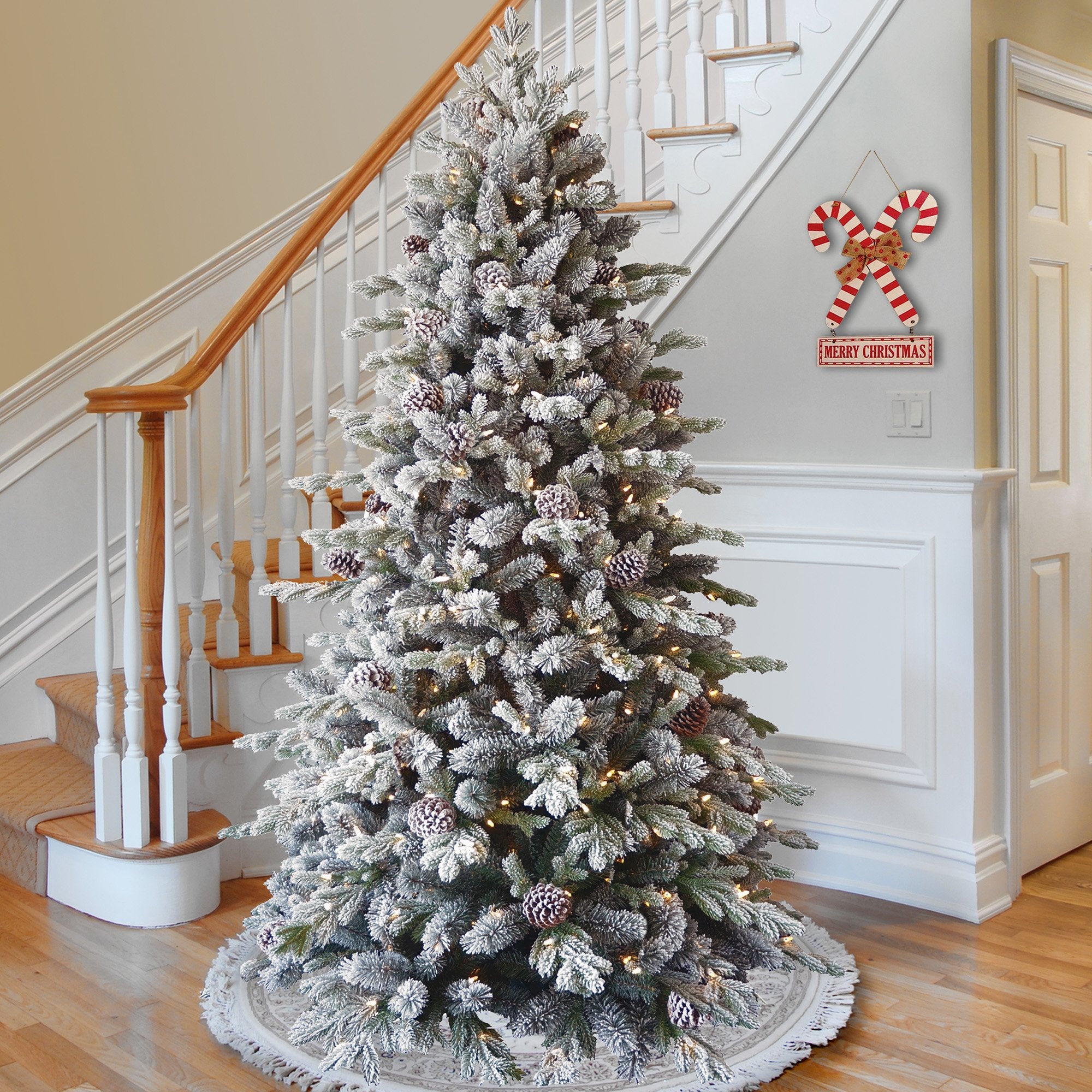 2.7M Christmas Tree with Twinkle Lights- Snowy Dorchester