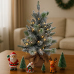 Christabelle 61cm Pre-Lit Snowy Stamford Spruce Battery-Operated Mini Christmas Tree Multi-Functional LED Timer