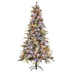 Christabelle Snowy Stamford Spruce 7.5ft Christmas Tree Multi Functional White Coloured LED Lights & Foot Pedal
