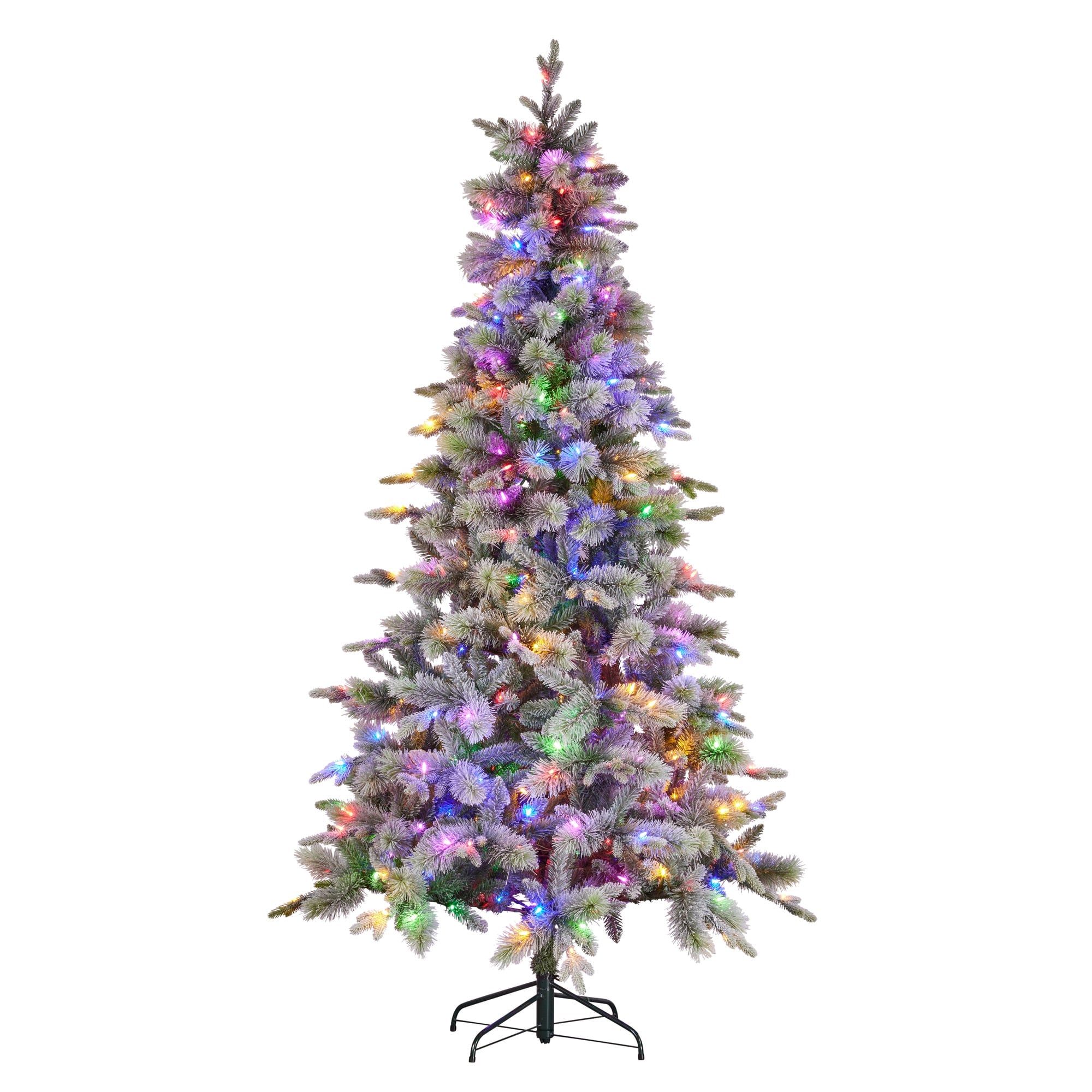 Christabelle Snowy Stamford Spruce 7.5ft Christmas Tree Multi Functional White Coloured LED Lights & Foot Pedal