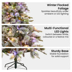 Christabelle Snowy Stamford Spruce 7.5ft Christmas Tree Multi Functional White Coloured LED Lights & Foot Pedal