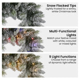 National Tree Company 76cm Pre Lit Snowy Stamford Spruce Battery Operated Christmas Wreath w/LED Lights & Timer
