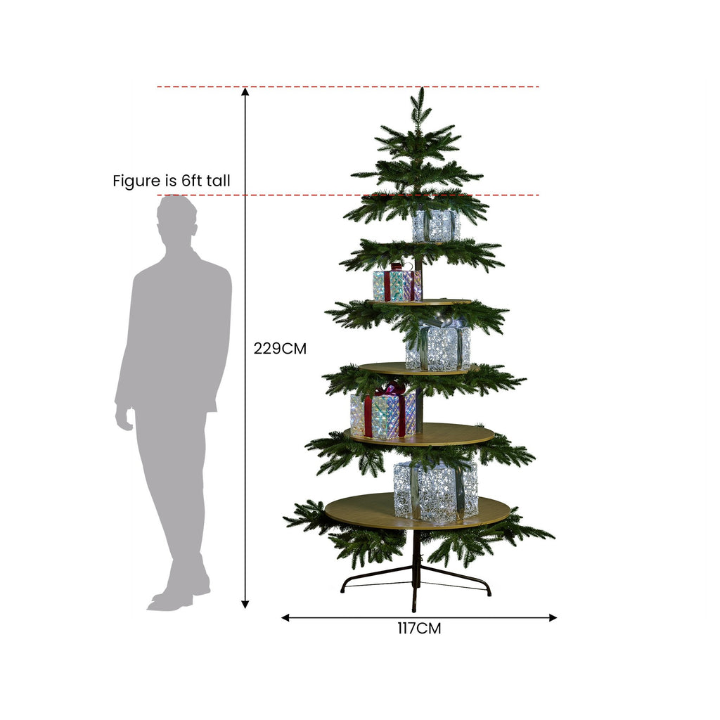 Christabelle 2.3m Christmas Display Tree with 5 Shelves & Foliage