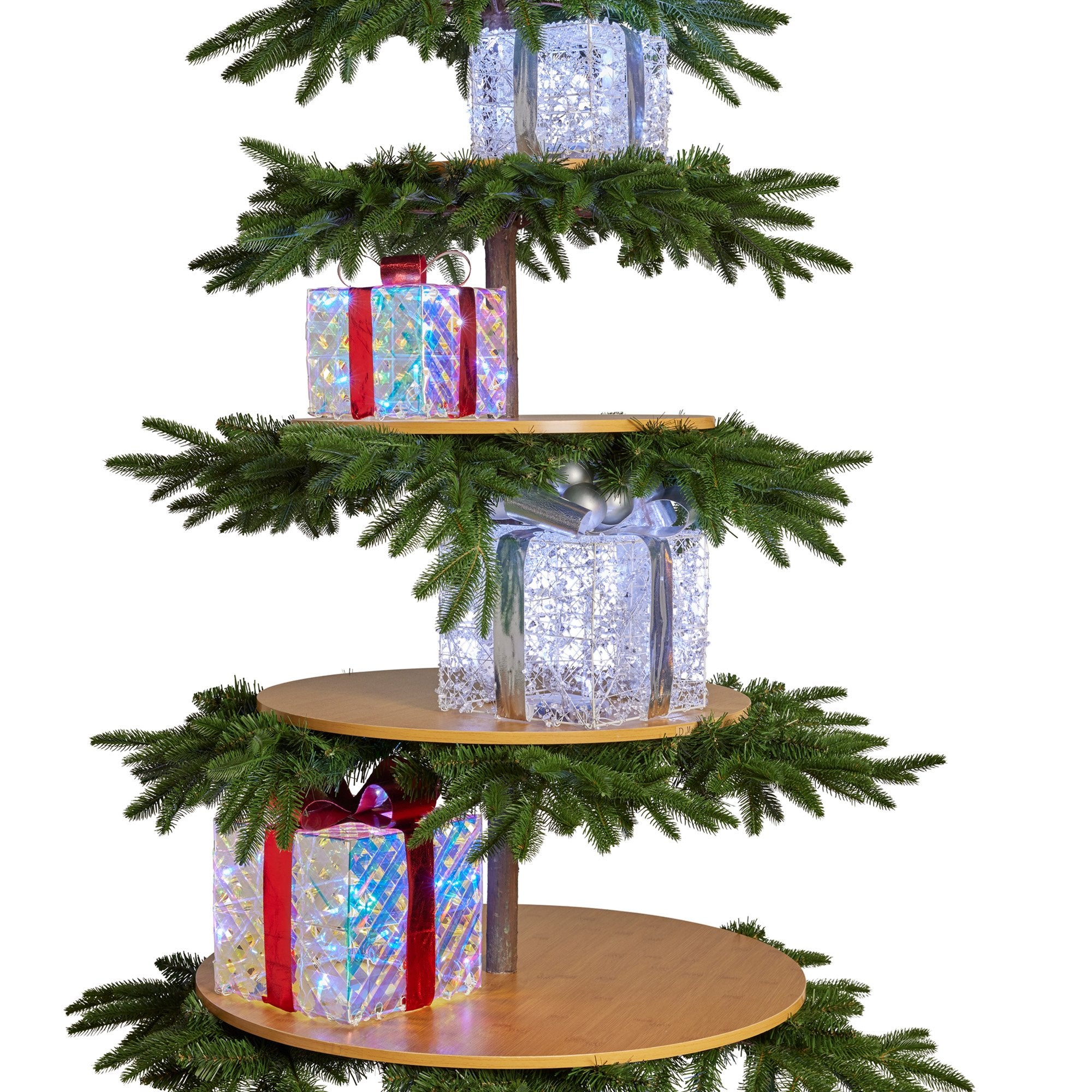 Christabelle 2.3m Christmas Display Tree with 5 Shelves & Foliage