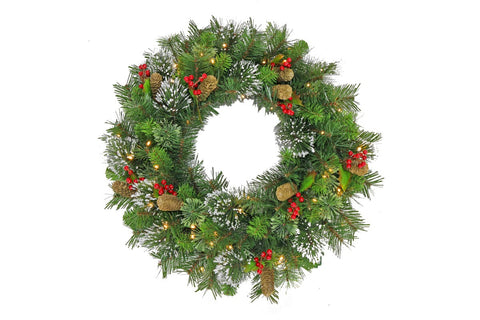 Christabelle Christmas Wreath with Lights- 61cm Wintry Pine