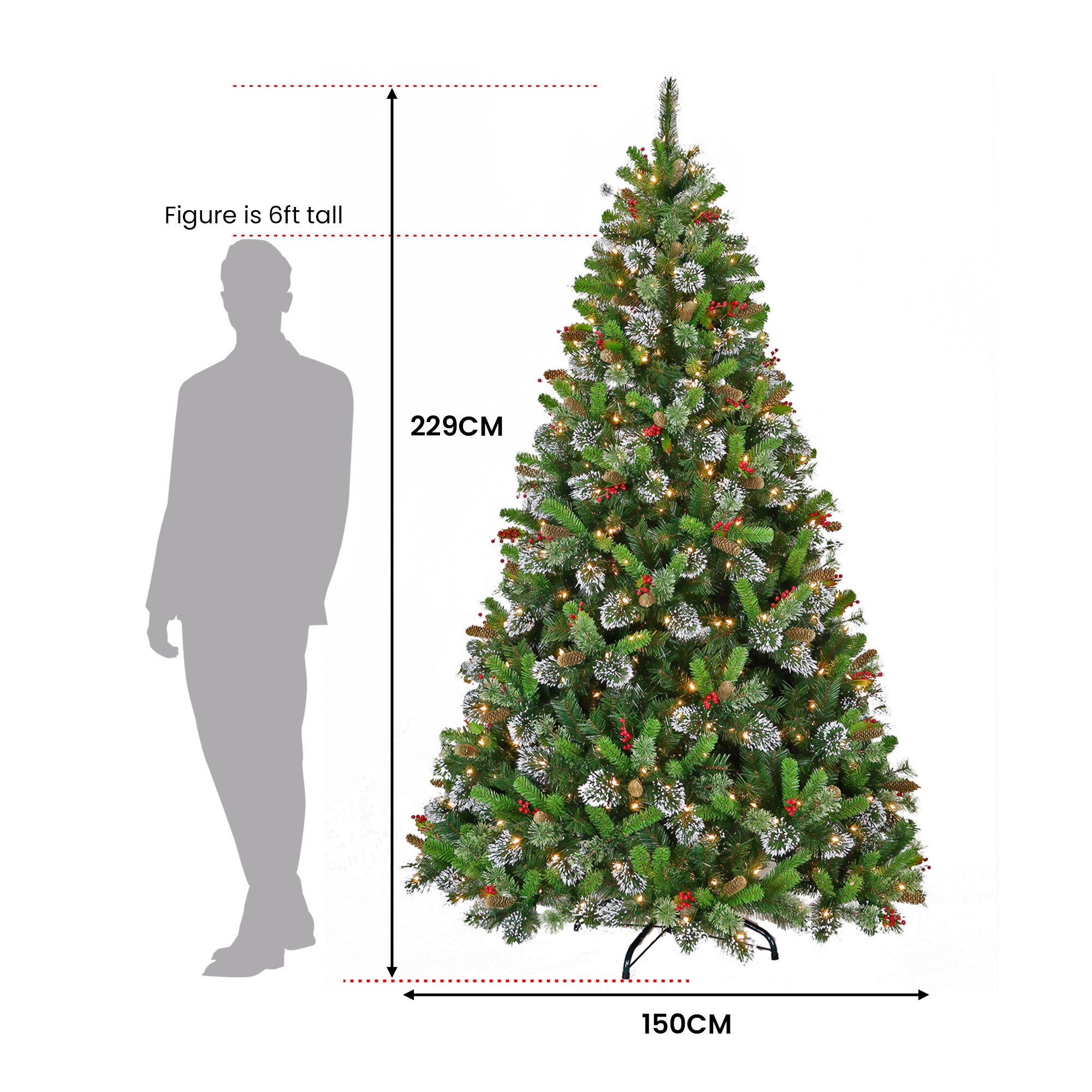 2.3M Christmas Tree with Twinkle Lights- Wintry Pine