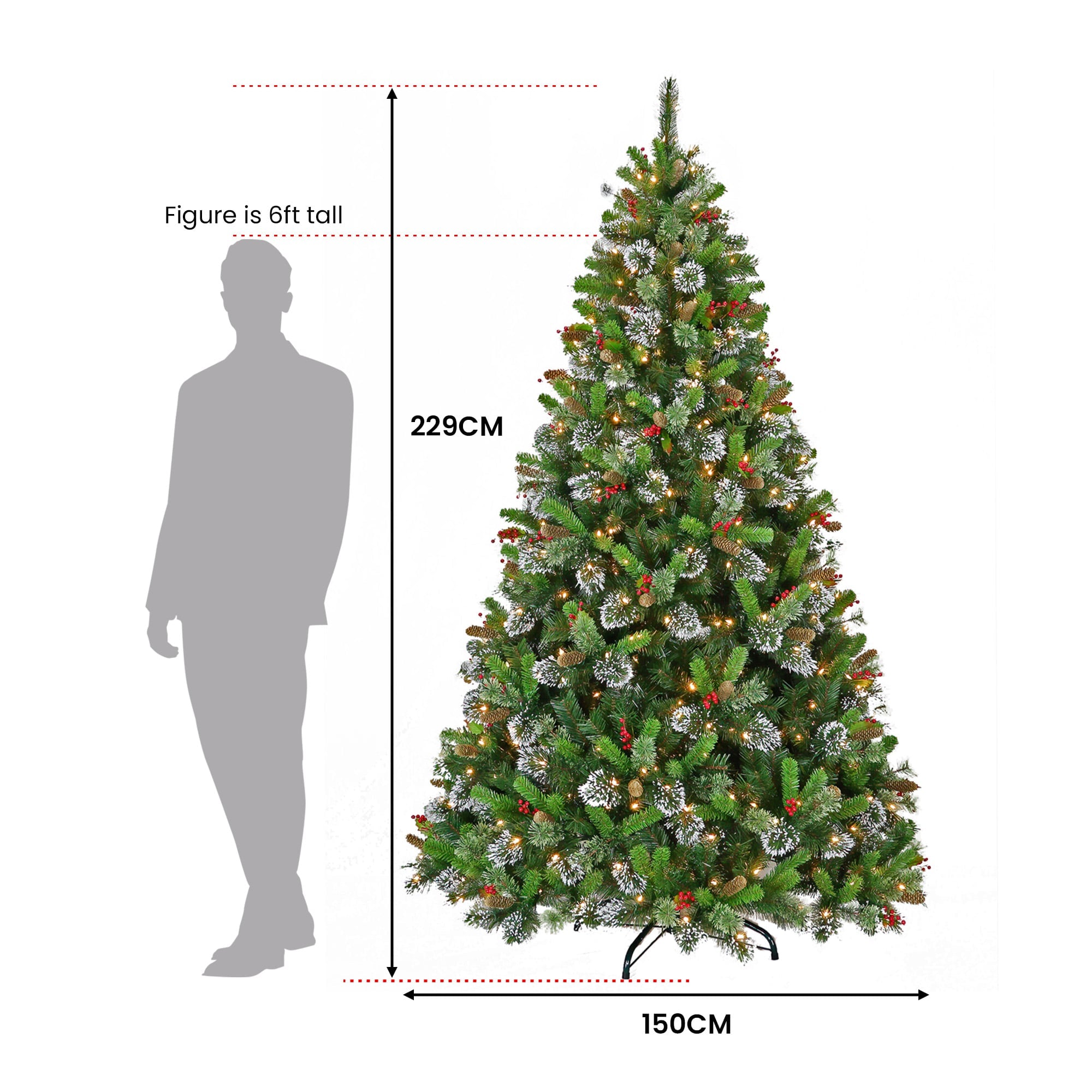 2.3M Christmas Tree with Twinkle Lights- Wintry Pine