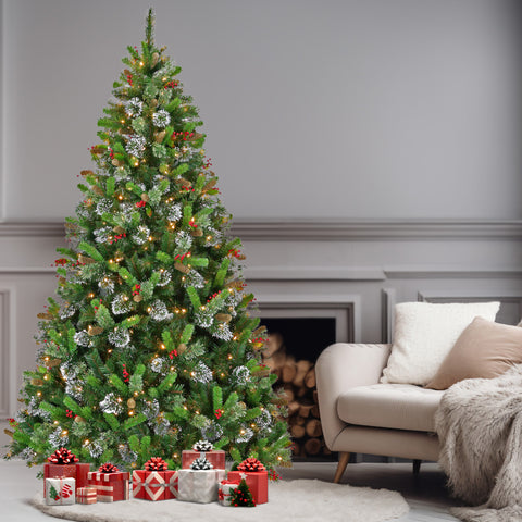 2.3M Christmas Tree with Twinkle Lights- Wintry Pine