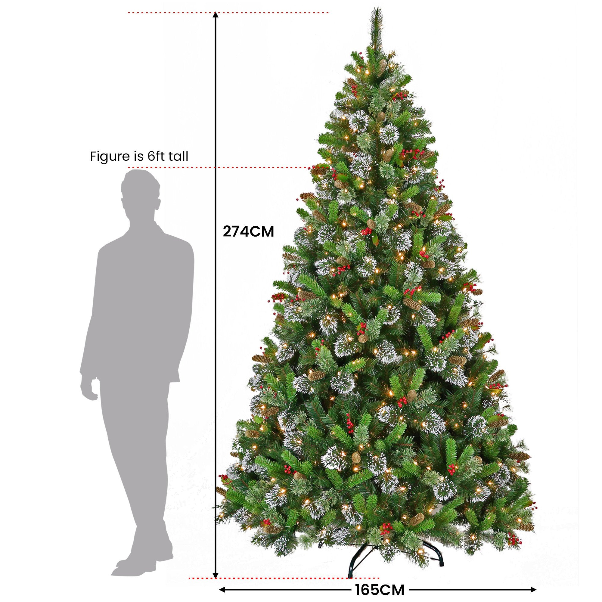2.7M Christmas Tree with Twinkle Lights Wintry Pine