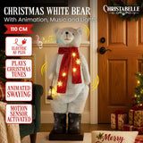 Christabelle Large 1.1m Musical Animated LED White Christmas Bear Decoration Light-Up Lantern Ornament