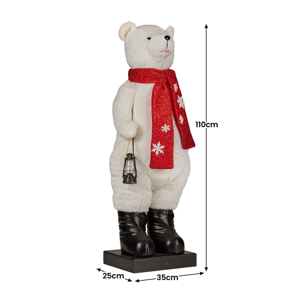 Christabelle Large 1.1m Musical Animated LED White Christmas Bear Decoration Light-Up Lantern Ornament