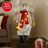 Christabelle Large 1.1m Musical Animated LED White Christmas Bear Decoration Light-Up Lantern Ornament