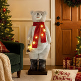 Christabelle Large 1.1m Musical Animated LED White Christmas Bear Decoration Light-Up Lantern Ornament