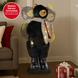 Christabelle Large 1.1m Musical Animated LED Black Christmas Bear Decoration Ornament
