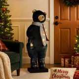 Christabelle Large 1.1m Musical Animated LED Black Christmas Bear Decoration Ornament
