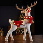 Christabelle 80cm White Reindeer Christmas Light Up Display Animated LED Lights Indoor Xmas Festive Decoration