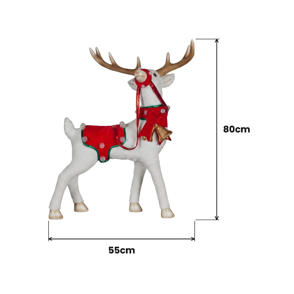 Christabelle 80cm White Reindeer Christmas Light Up Display Animated LED Lights Indoor Xmas Festive Decoration