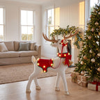 Christabelle 80cm White Reindeer Christmas Light Up Display Animated LED Lights Indoor Xmas Festive Decoration