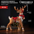 Christabelle 80cm Brown Reindeer Christmas Light Up Display Animated Warm White LED Indoor Xmas Festive Decoration