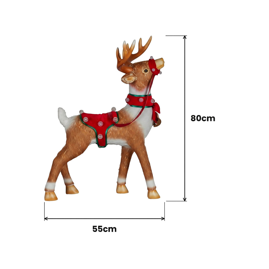 Christabelle 80cm Brown Reindeer Christmas Light Up Display Animated Warm White LED Indoor Xmas Festive Decoration