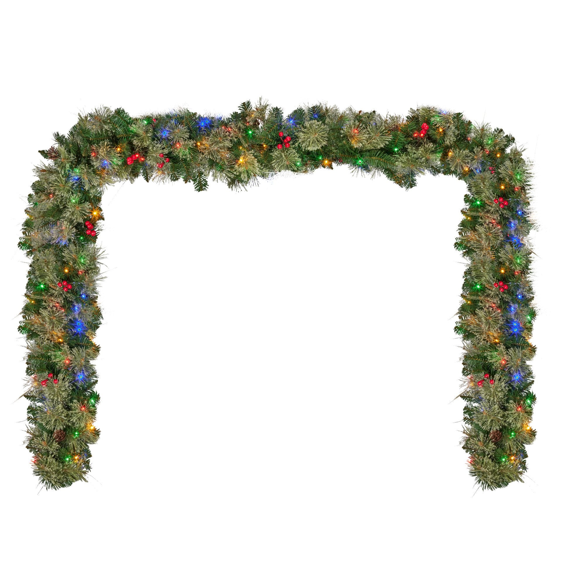Christabelle 2.74m Christmas Garland with LED Lights Berries Pine Cones Multicolour Tree Decoration Ornament