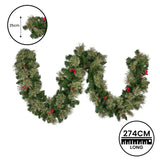 274cm Bristle Berry Multicolour Pre-Lit Christmas Garland