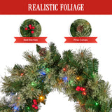 274cm Bristle Berry Multicolour Pre-Lit Christmas Garland