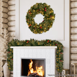 274cm Bristle Berry Multicolour Pre-Lit Christmas Garland