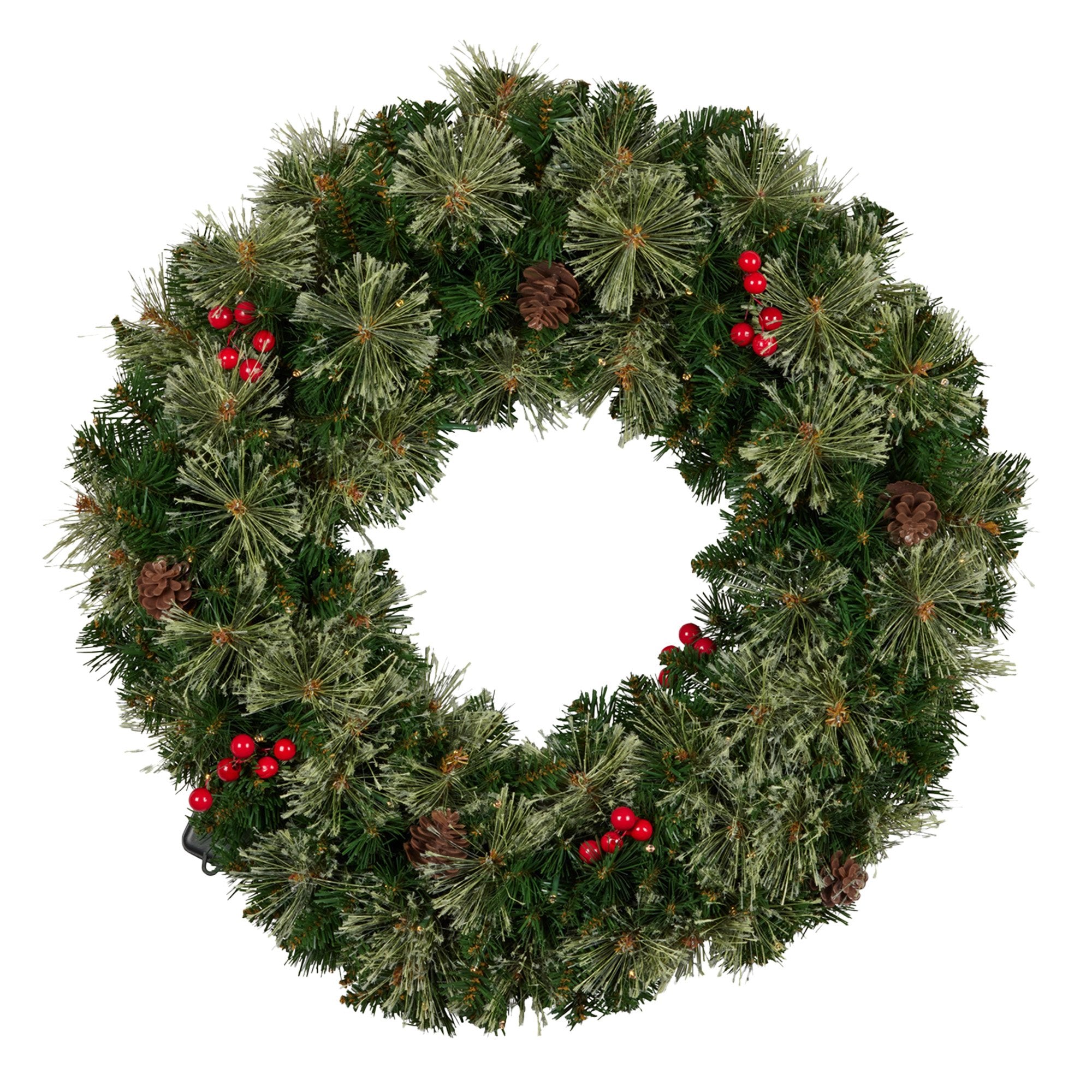 Christabelle 61cm Christmas Wreath Bristle Berry with LED Lights Front Door Decoration Ornament