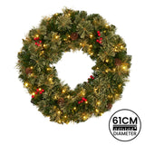 61cm Bristle Berry Christmas Wreath with Multi Functions Lights