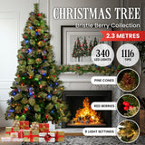 2.3m National Tree Company Bristle Berry Multicolour Pre-Lit Christmas Tree with 1116 Tips