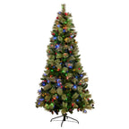 2.3m National Tree Company Bristle Berry Multicolour Pre-Lit Christmas Tree with 1116 Tips